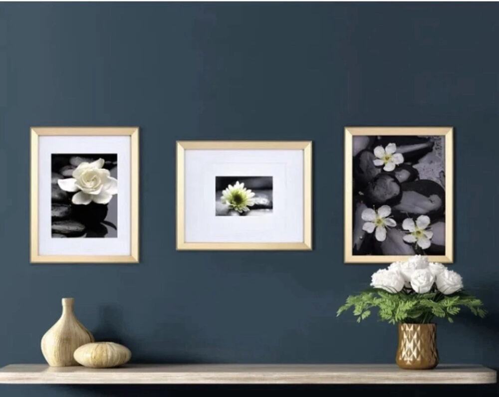 Mikasa Home Accents Gold Wall Photo Frame Set 3 Piece 11x14 NEW